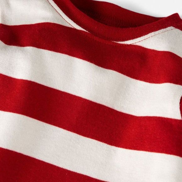 𝅺LITTLE Planet Organic Cotton 2-Piece PJs Red Stripes - Picture 2 of 4